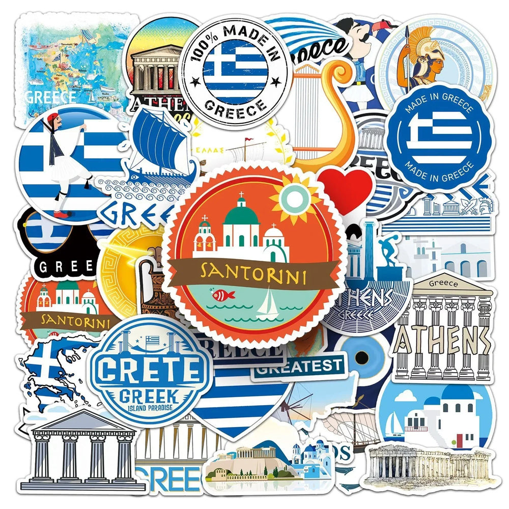10/30/50pcs Greece City Travel Stickers World Famous Tourist Landscapes Decals DIY Scrapbook Luggage Phone Car Sticker Toy (ONLINE ORDER ONLY)