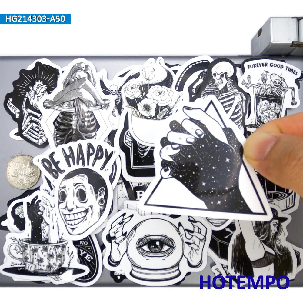 50Pieces Funny Gothic Art Graffiti Demon Death Devil Skull Stickers for Phone Motorcycle Car Bike Skateboard Laptop Sticker Toys (Online Order Only)