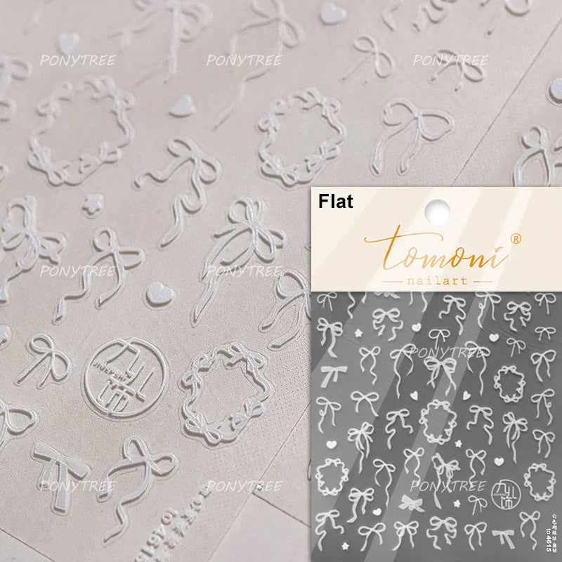Black Rabbit Bunny Ribbon Bowknot Flower Cake Daisy Dessert Knife Fork Butterfly Self Adhesive Nail Art Stickers Manicure Decals (ONLINE ORDER ONLY)