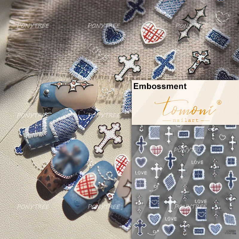Retro White Lace Fabric Piece Bowknot English Letter Decorative Border Irregular Cloth Block Adhesive Nail Art Stickers Decals (ONLINE ORDER ONLY)