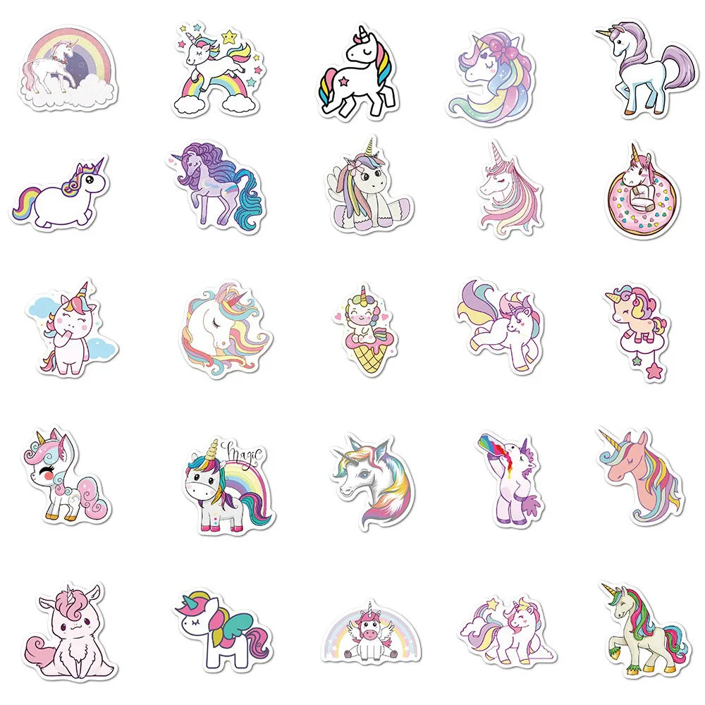 10/30/50/100PCS Cute Animals Pink Unicorn Cartoon Sticker DIY Diary Phone Laptop Luggage Skateboard Graffiti Decals Fun for Kid (ONLINE ORDER ONLY)
