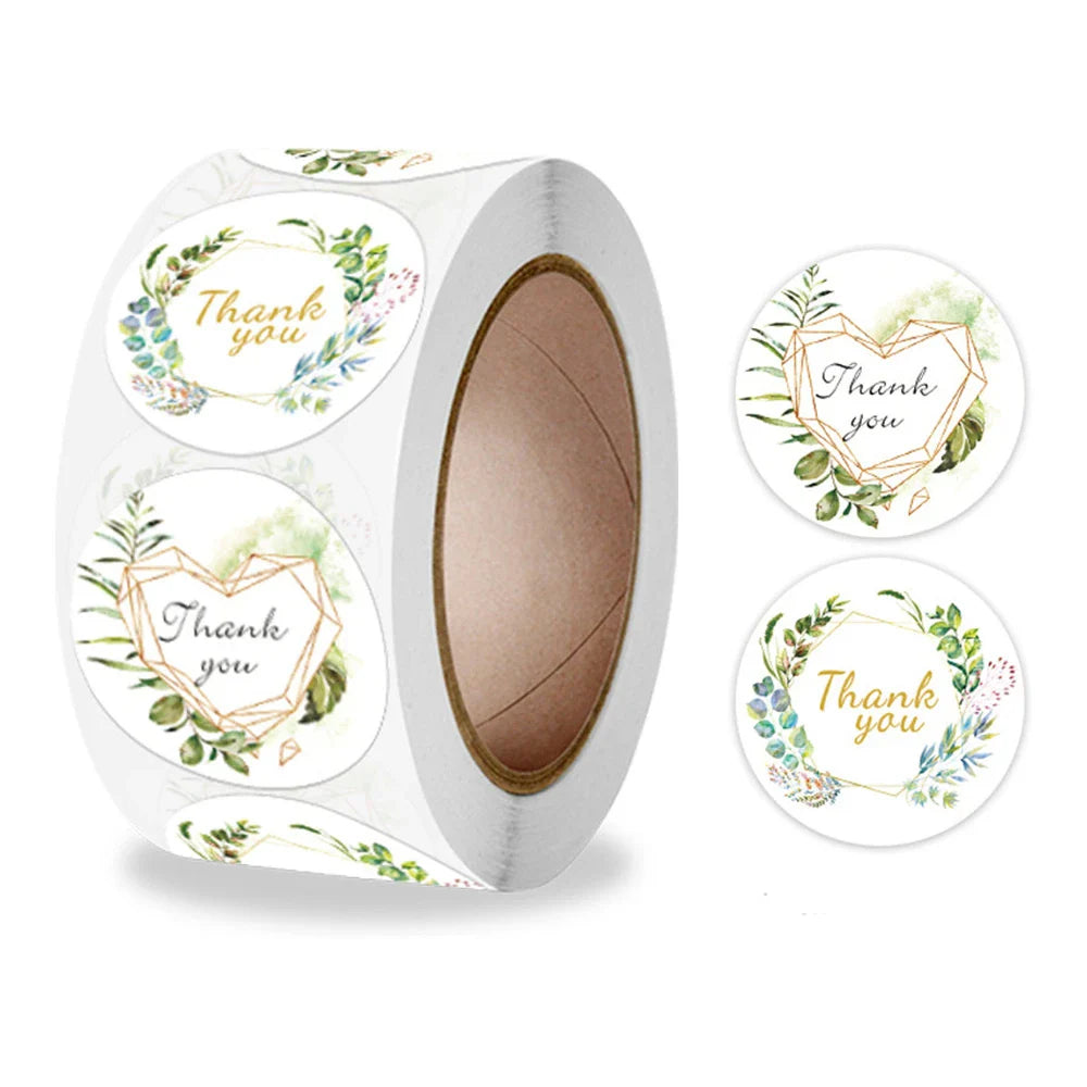 500pcs/roll Heart Stickers Thank You Stickers For Business Merci Packaging Stickers Rolling Love For Packaging Decoration (ONLINE ORDER ONLY)