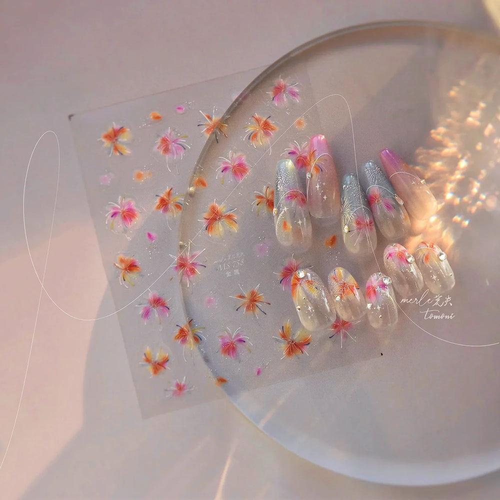 Fireworks Bloom Romantic Starry Sky Goldfish Metallics Color Gradient Self Adhesive Nail Art Stickers Halo Dyeing Manicure Decal (ONLINE ORDER ONLY)