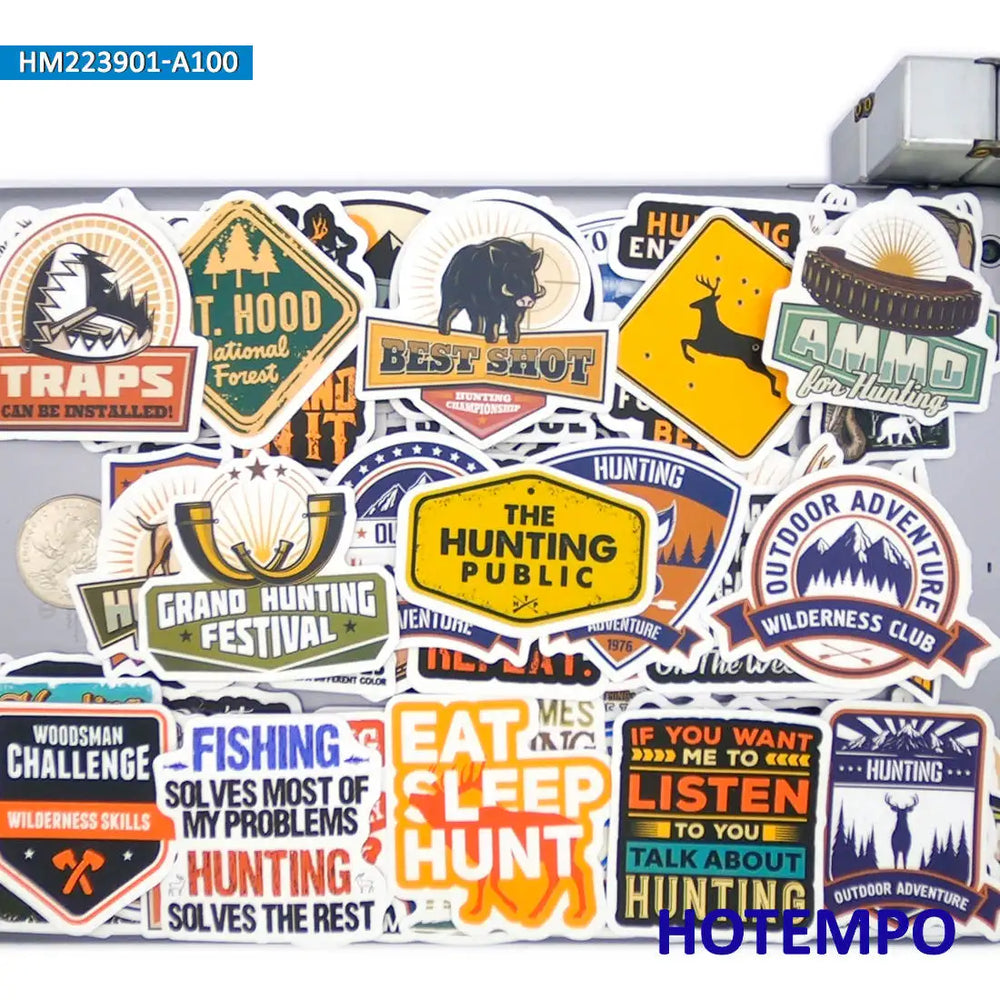 20/30/50/100Pieces Go Hunting Style Decals Wilderness Explore Outdoor Travel Stickers for Luggage Scrapbook Phone Laptop Sticker (ONLINE ORDER ONLY)