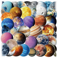 Cartoon Planet Graffiti Stickers - Transparent PET Decals for Phone, Laptop, Guitar, Cup, Kids Toy (10/30/50PCS) (Online Order Only)