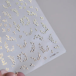 Hot Stamping Silver Rose Gold Tender Leaf Branches Flower Slash Leaves Maple Leaves Ginkgo Plant Flower Nail Art Stickers Decals (ONLINE ORDER ONLY)