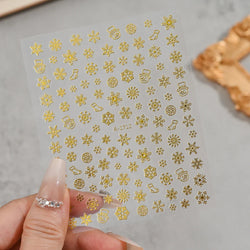 3D Gold Glitter Snowflake Nail Sticker Winter Reflective Elk Star Balloon Christmas Tree Foil Xmas New Year Decal Tips Decoratio (ONLINE ORDER ONLY)