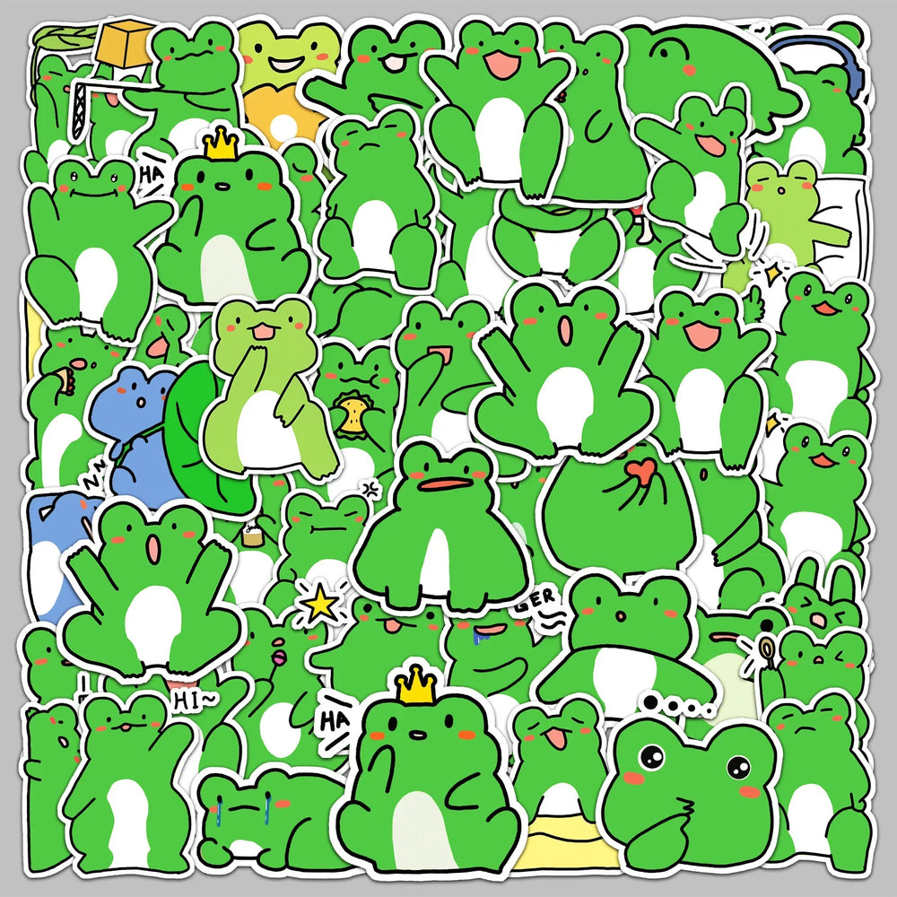 50pcs Cute Frog Graffiti Stickers for Helmet, Wall, DIY Decoration (Online Order Only)