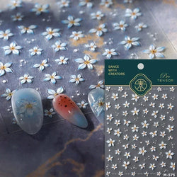 Charming Dreamy Shiny Jelly Blue Gradient Lily Flowers Rose Petal White Dot Chinese Colorful Nail Art Stickers Manicure Decals (ONLINE ORDER ONLY)