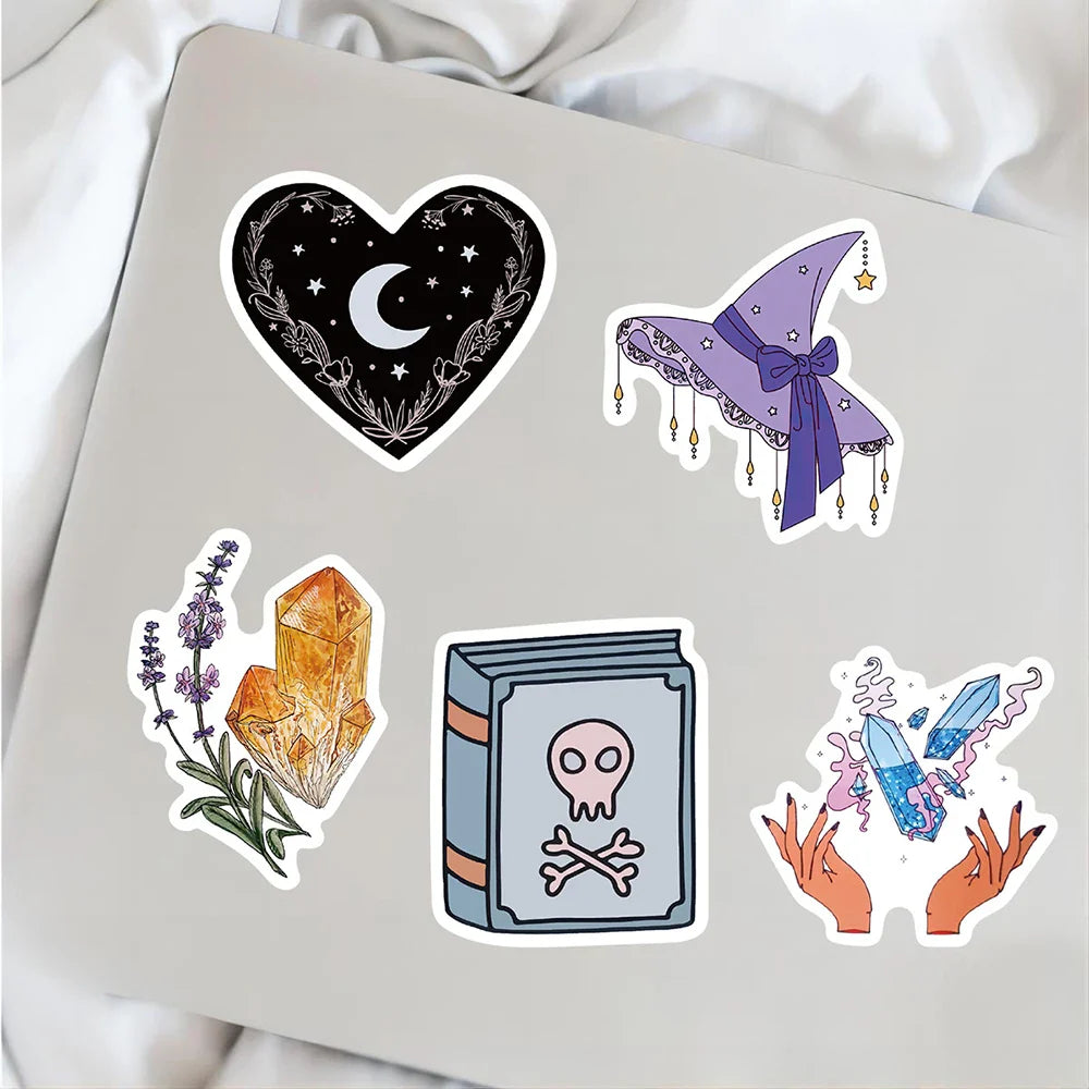 10/30/50/100pcs Boho Magic Witch Crystal Aesthetic Stickers Notebook Laptop Skateboard Car Luggage Decoration Sticker Kids Toy (ONLINE ORDER ONLY)