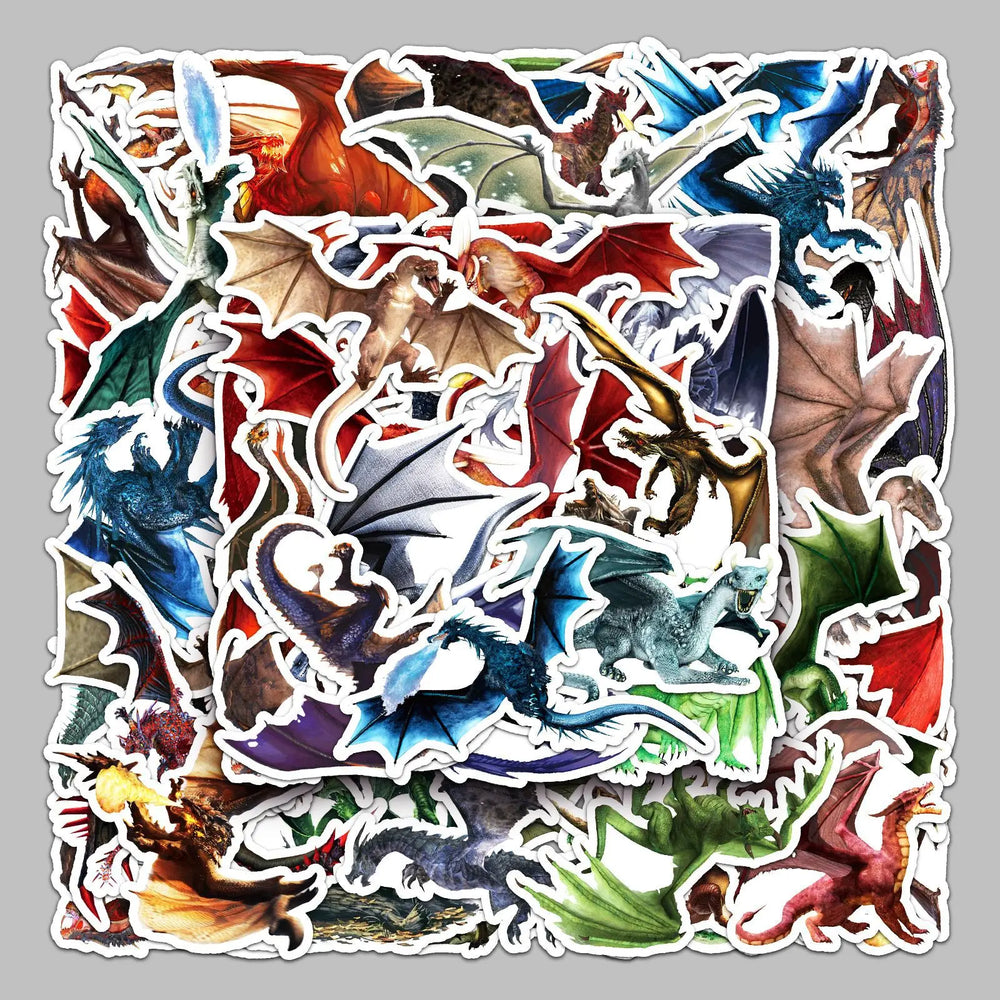 50pcs Cartoon Evil Dragon Graffiti Stickers for Helmet, Wall, DIY Decoration (ONLINE ORDER ONLY)