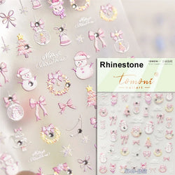 Black White Christmas Tree Snowflake Bowknot Snowman Socks Star Santa Hat Deer Rhinestone Winter Nail Art Sticker Manicure Decal (Online Order Only)