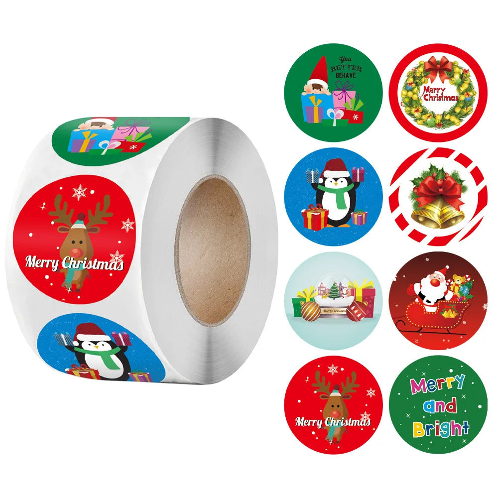 100-500Pcs Candy Bags Box Sticker Gift Sealing Christmas Sticker Thank You Love Wedding Birthday Cookie Bag Kraft Paper Sticker (Online Order Only)