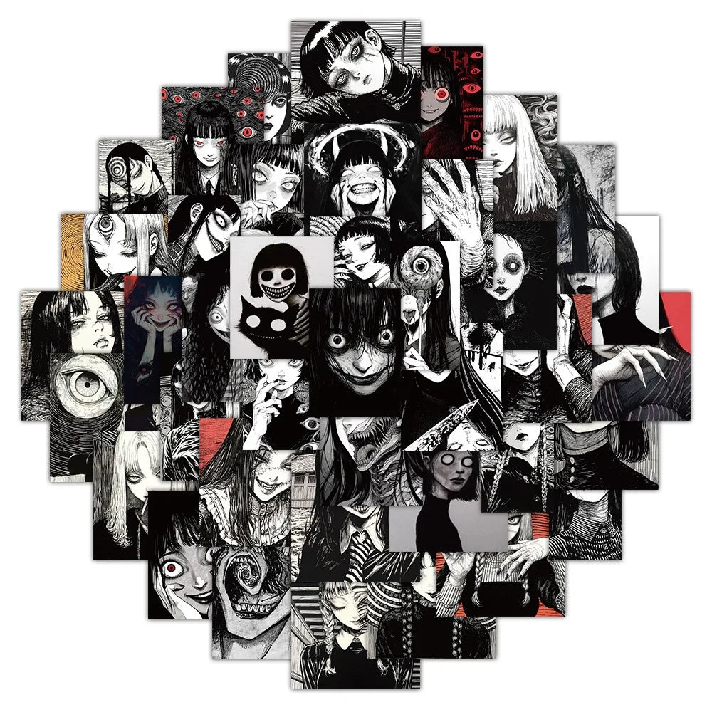 Horror Girl Waterproof Stickers: 10/30/50pcs for Skateboard, Laptop, Bike, Car (Online Order Only)