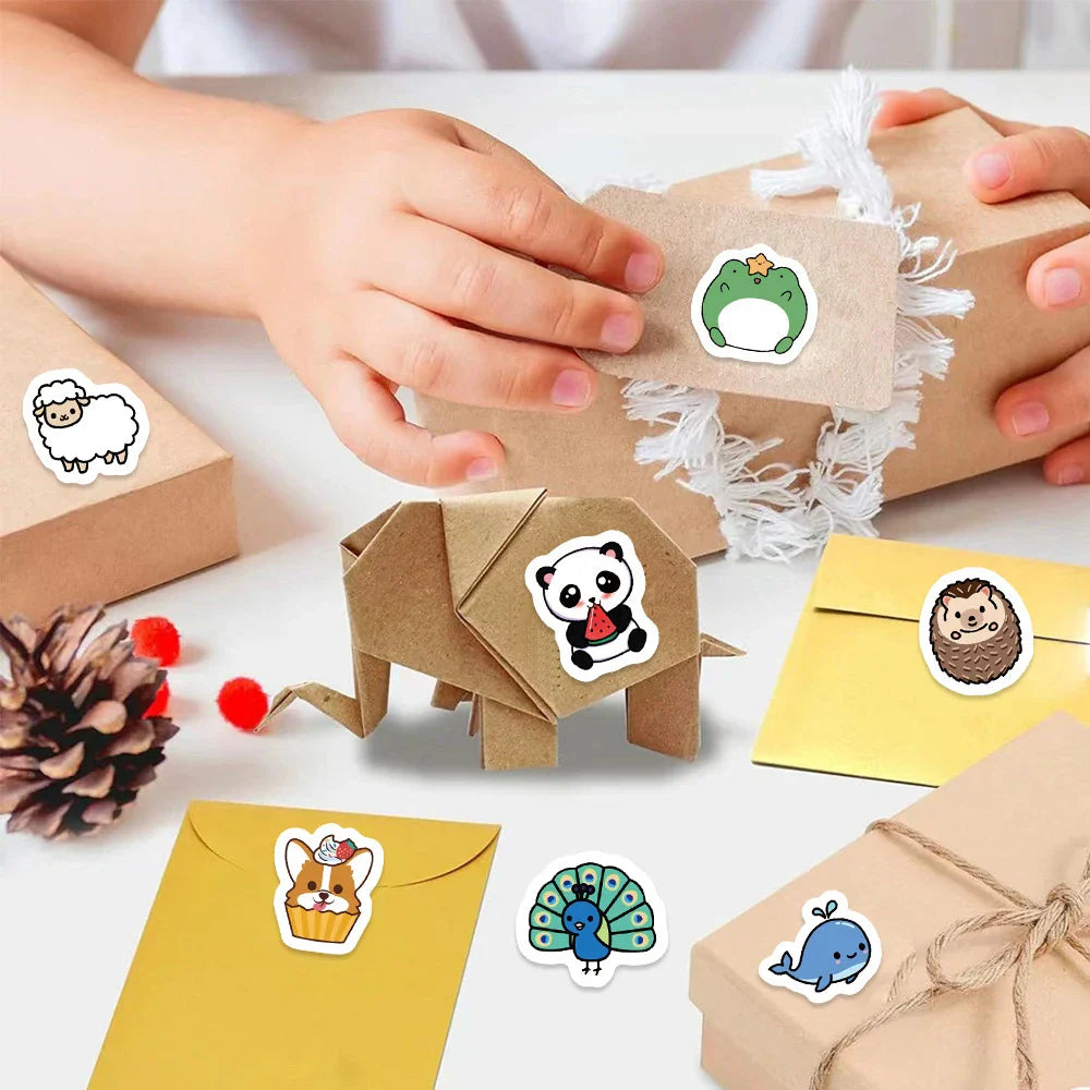 Cartoon Cute Animal Whale Sheep Frog Dog Roll Sticker Graffiti DIY Diary Pencil Box Notebook Luggage Vase Sticker Kids Toy Gift (ONLINE ORDER ONLY)