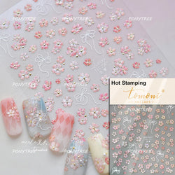 Trumpet Creeper White Flower Purple Leaves Antique Special Characters 5D Soft Relief Adhesive Nail Art Stickers Manicure Decals (ONLINE ORDER ONLY)