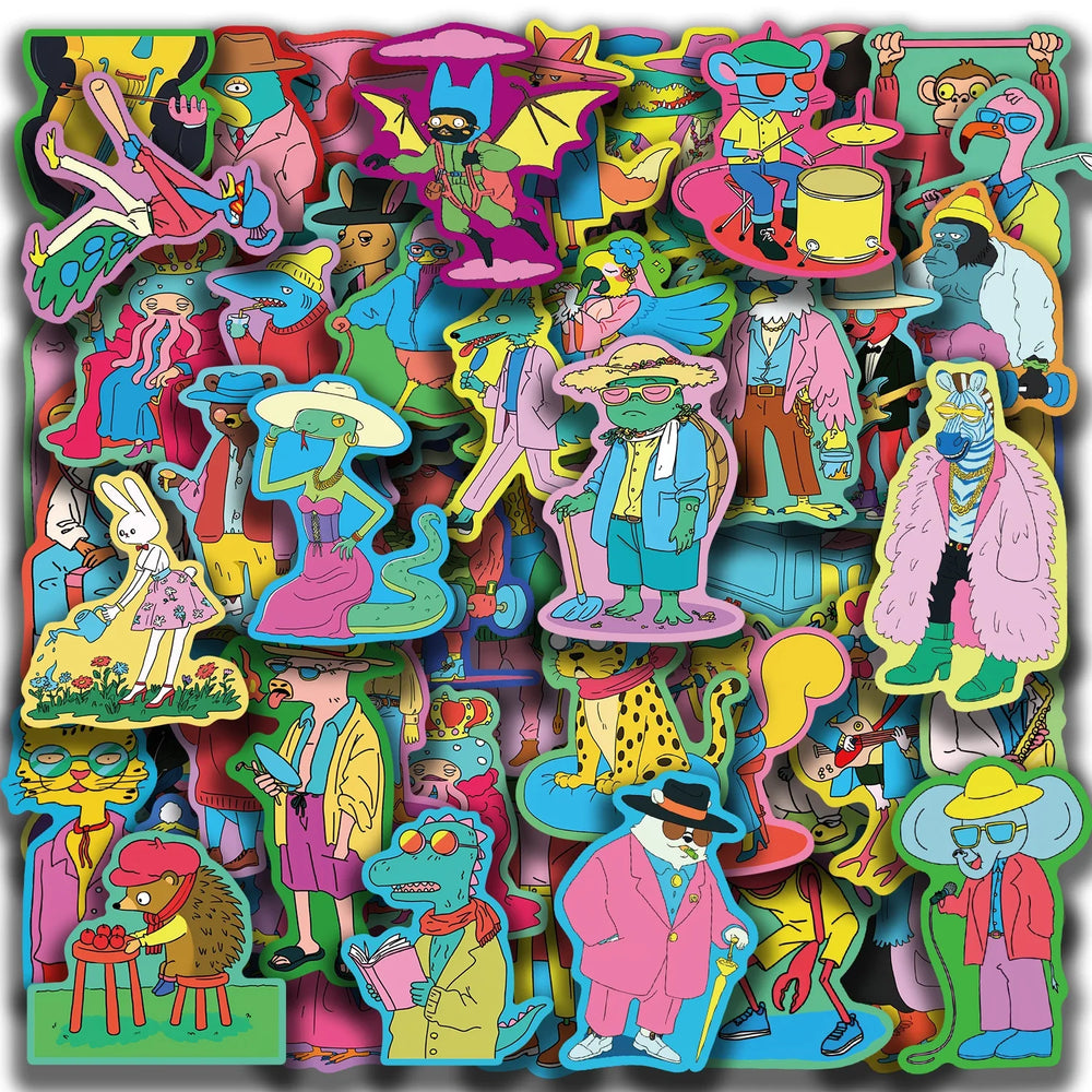 50pcs Cartoon Colorful Animal Stickers For Luggage Skateboard Laptop Guitar Aesthetic Graffiti Sticker Decals Toys (ONLINE ORDER ONLY)