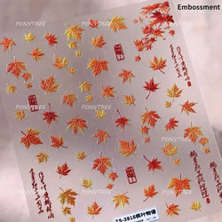 Hot Stamping Silver Rose Gold Tender Leaf Branches Flower Slash Leaves Maple Leaves Ginkgo Plant Flower Nail Art Stickers Decals (ONLINE ORDER ONLY)