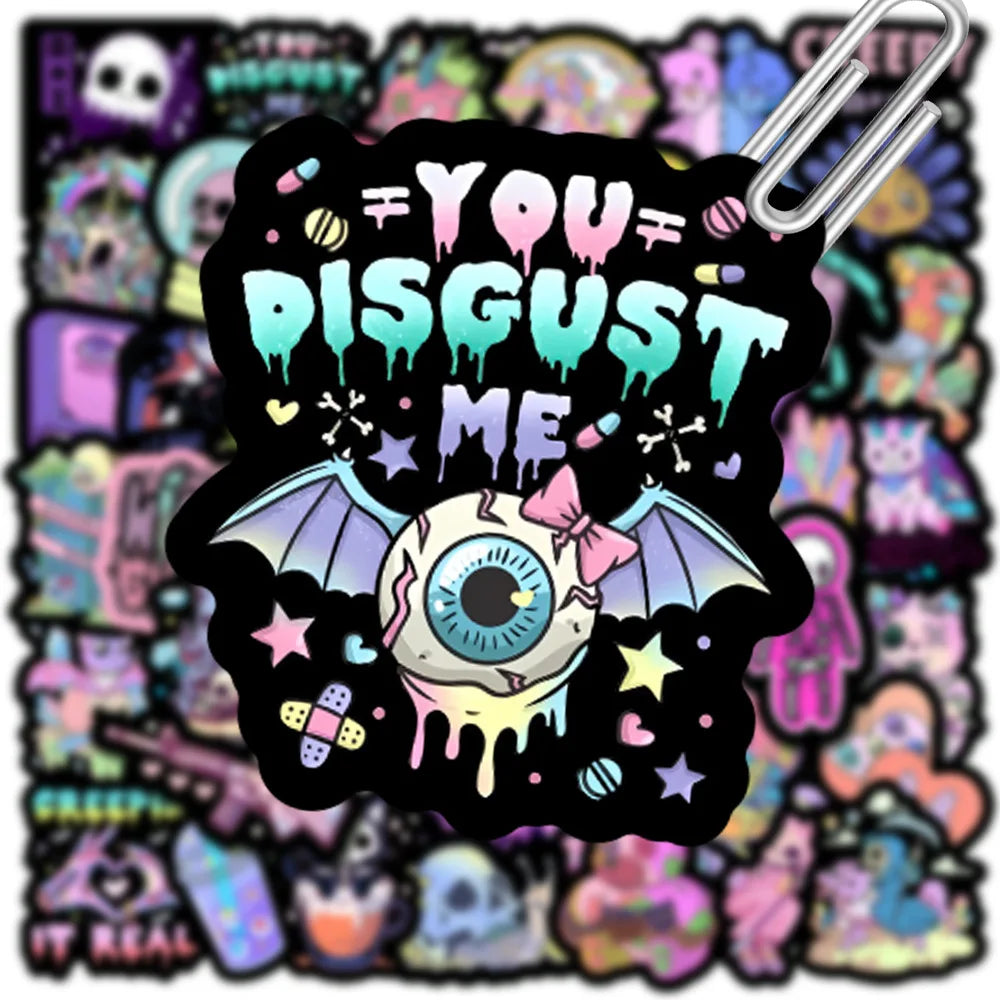 10/30/50PCS Cute Gothic Horror Halloween Skull Stickers Graffiti DIY Skateboard Phone Motorcycle Notebook Bike PVC Car Sticker (Online Order Only)