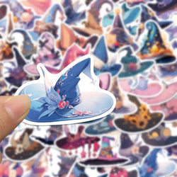 10/30/50pcs Cartoon Magic Witch Hat Cute Stickers Aesthetic Decals DIY Fridge Laptop Phone Suitcase Decoration Sticker Kids Toys (ONLINE ORDER ONLY)