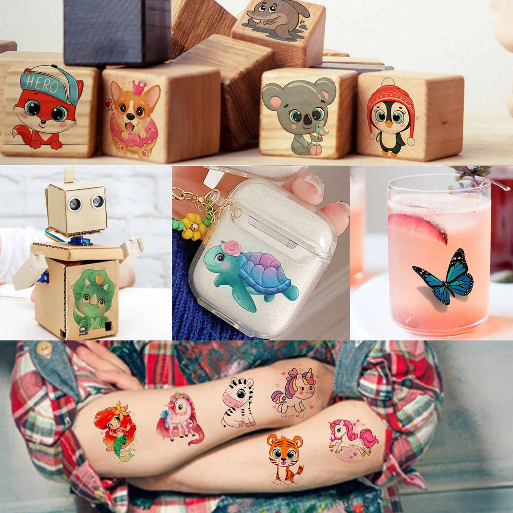 50 PCS Animals Temporary Tattoos For Women Girls Fake Butterfly Mermaid Unicorn Tattoo Sticker 3D Cartoon Body Art Tatoos Decor (ONLINE ORDER ONLY)