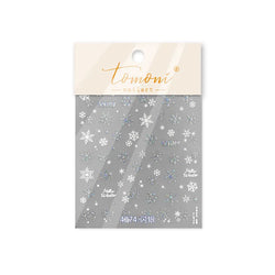 Shiny Snow Delicate Gold Pink Silver White Romantic Winter Self Adhesive Nail Art Stickers Snowflake Rhinestone Manicure Decals (ONLINE ORDER ONLY)