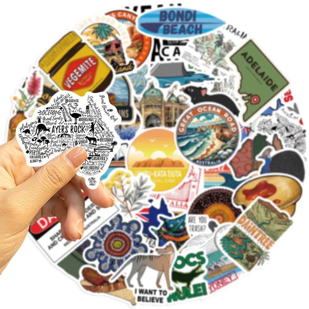 50PCS Travel City Australia Landscape Stickers Decal DIY Phone Laptop Guitar Stationery Scrapbook Skateboard Toy Sticker (ONLINE ORDER ONLY)