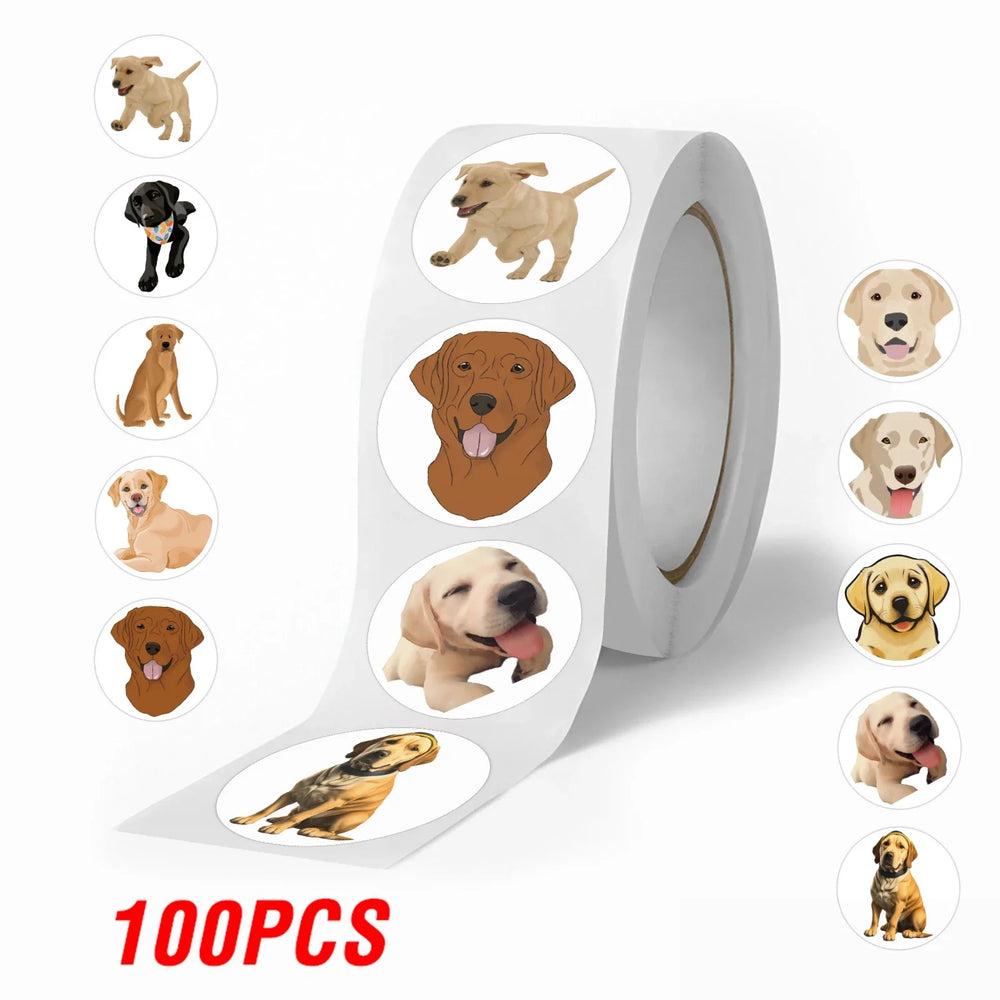 100-500pcs 1inch Animal Dog Stickers Roll for Envelope Praise Reward Student Label Stationery Seal Lable Child Toy Gift (ONLINE ORDER ONLY)