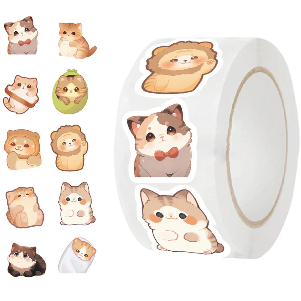 100-500pcs Cute Fat Cat Sticker Thank You Sticker DIY Gift Baking Package Decoration Lables Scrapbooking Stationery Supplies (ONLINE ORDER ONLY)