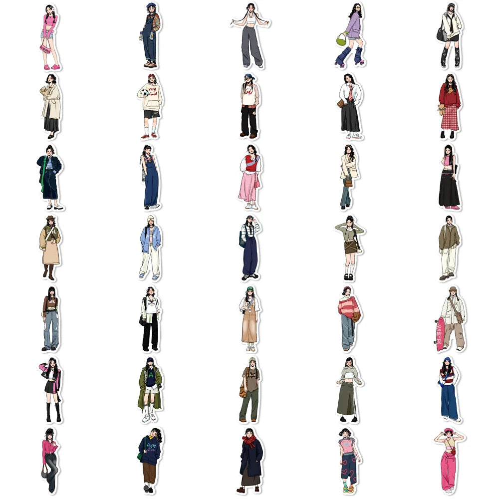 65pcs Fashion Mocha Girl Album Sticker Diy Computer Phone Scrapbooking Stickers Student Stationery Arts Crafts (ONLINE ORDER ONLY)