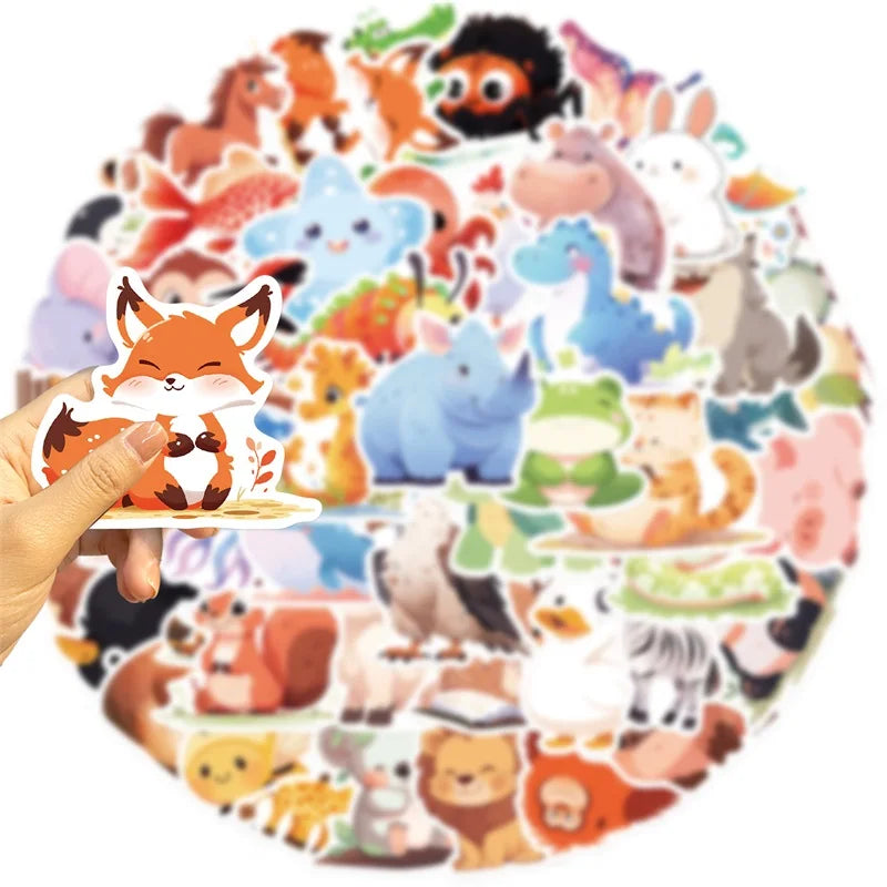 10/30/50PCS Cartoon Smile Animal PVC Sticker Aesthetic Decoration Scrapbooking Korean Stationery School Supplies for Kids (ONLINE ORDER ONLY)