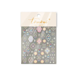 Chic Lavender Tulip Flower Bowknot Totem Center Symmetric Pattern Daisy Line Gird Self Adhesive Nail Art Stickers Manicure Decal (ONLINE ORDER ONLY)