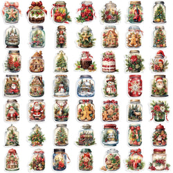 50PCS Christmas Bottle Simple Decals Cute Stickers PET Material Aesthetic Phone Notebook Suitcase Laptop Fridge Wall Sticker﻿ (ONLINE ORDER ONLY)