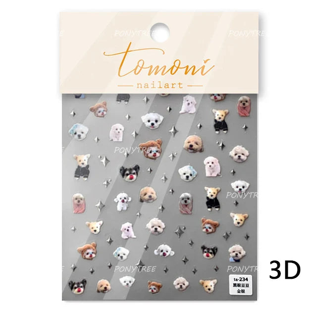Black Cat Kitten Rabbit Cat's Paw Bowknot Tie Bunny Animals Love Heart Jelly Adhesive Nail Art Stickers Manicure Decal Wholesale (ONLINE ORDER ONLY)