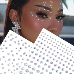 5Pcs Coloful Glitter Face Jewelry Sticker Crystal Eye Body Face Jewels Bady Makeup Tools Temporary Self-Adhesive Nail Rhinestone (ONLINE ORDER ONLY)