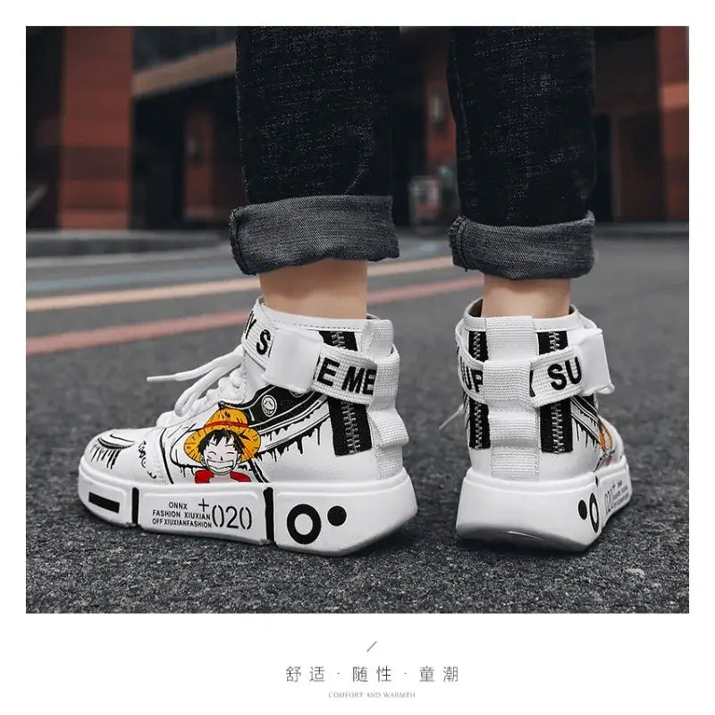 One Piece Luffy High Top Shoes Zoro Anime Sneakers (ONLINE ORDER ONLY)