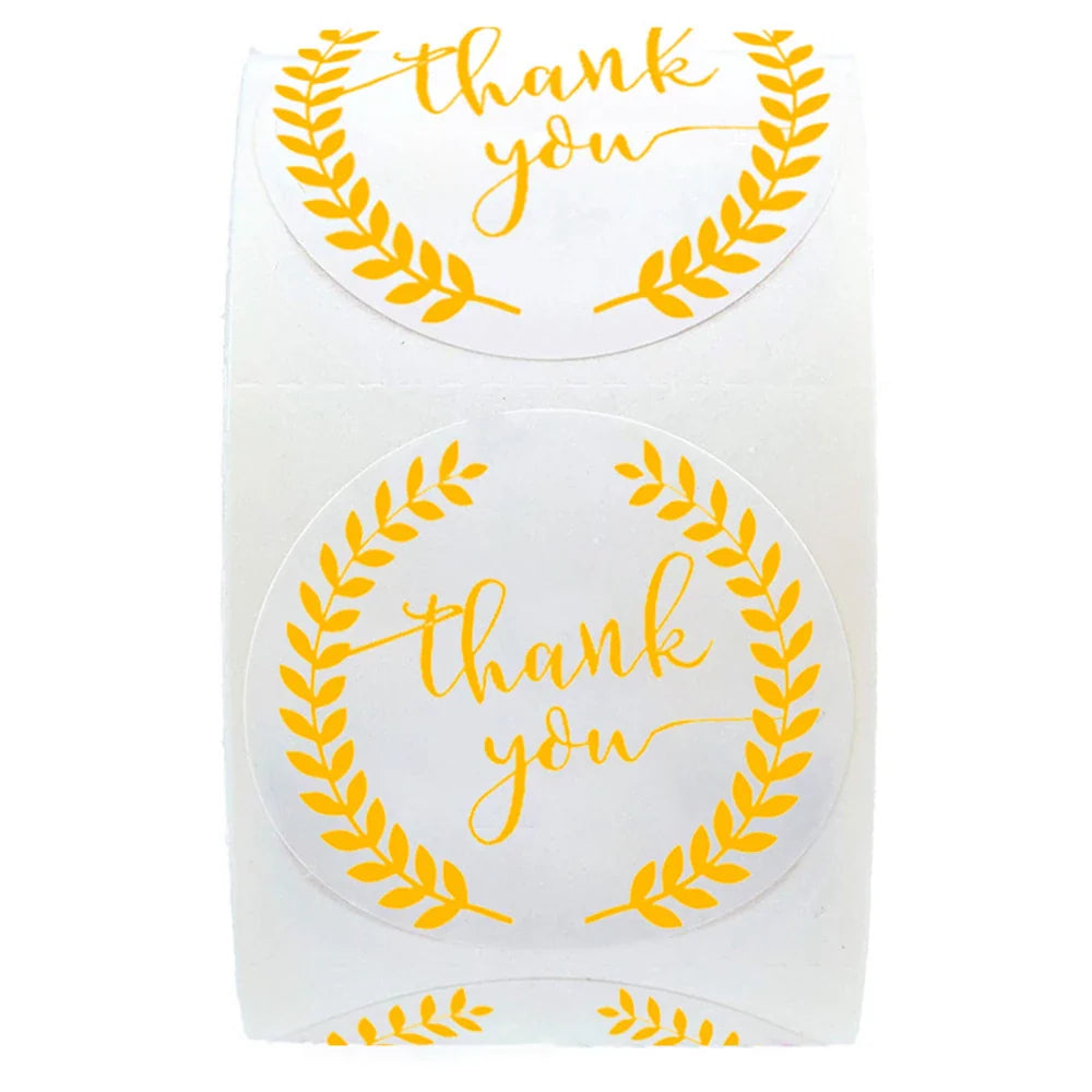 500pcs/roll Flowers Thank You Sticker Labels Round Reward Stickers Wedding Party Decor Envelope Seals Stickers Stationery (Online Order Only)