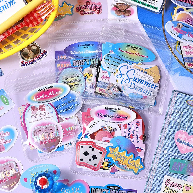 50Pcs/lot Ins Cute Bear Stickers Planner Journal Collage DIY idol card Decoration Material Scrapbook Sticker Kawaii Stationery (ONLINE ORDER ONLY)
