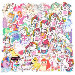 Kawaii Unicorn Stickers Pack - Cartoon Decals for Laptop, Phone, Luggage, Guitar, Bike, Scrapbook (Online Order Only)