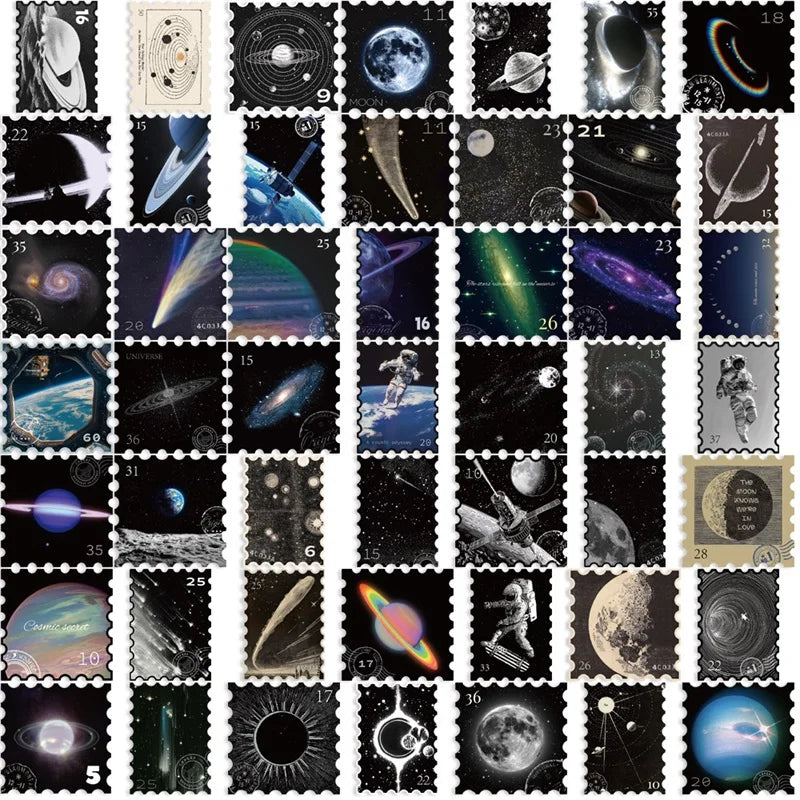 10/30/50PCS Mysterious Universe PVC Sticker Aesthetic Children's DIY Decoration Scrapbooking Stationery Hand Accounting Supplies (ONLINE ORDER ONLY)