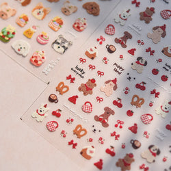 Cute Mango Dog Puppy Bear Bichon Blueberries Strawberry Cake Fruit Juice Desserts Corgi Adhesive Nail Art Sticker Manicure Decal (Online Order Only)