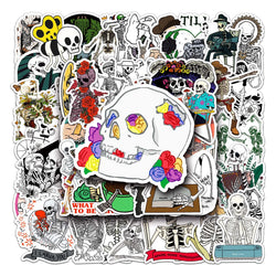 50Pcs Skull Cartoon Waterproof Vinyl Stickers for Skateboard Snowboard (Online Order Only)