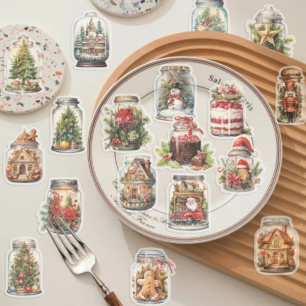 50PCS Christmas Bottle Simple Decals Cute Stickers PET Material Aesthetic Phone Notebook Suitcase Laptop Fridge Wall Sticker﻿ (ONLINE ORDER ONLY)