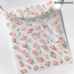 Hummingbird Iris Butterfly Peony Rose Tulip Daisy Lily Flowers Morning Glory Pearl Rhinestones Nail Art Sticker Decoration Decal (ONLINE ORDER ONLY)