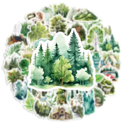 10/50PCS Cute Natural Animals Trees Forest Stickers Laptop Phone Guitar Luggage Diary Waterproof Graffiti Vinyl Decals Sticker (Online Order Only)