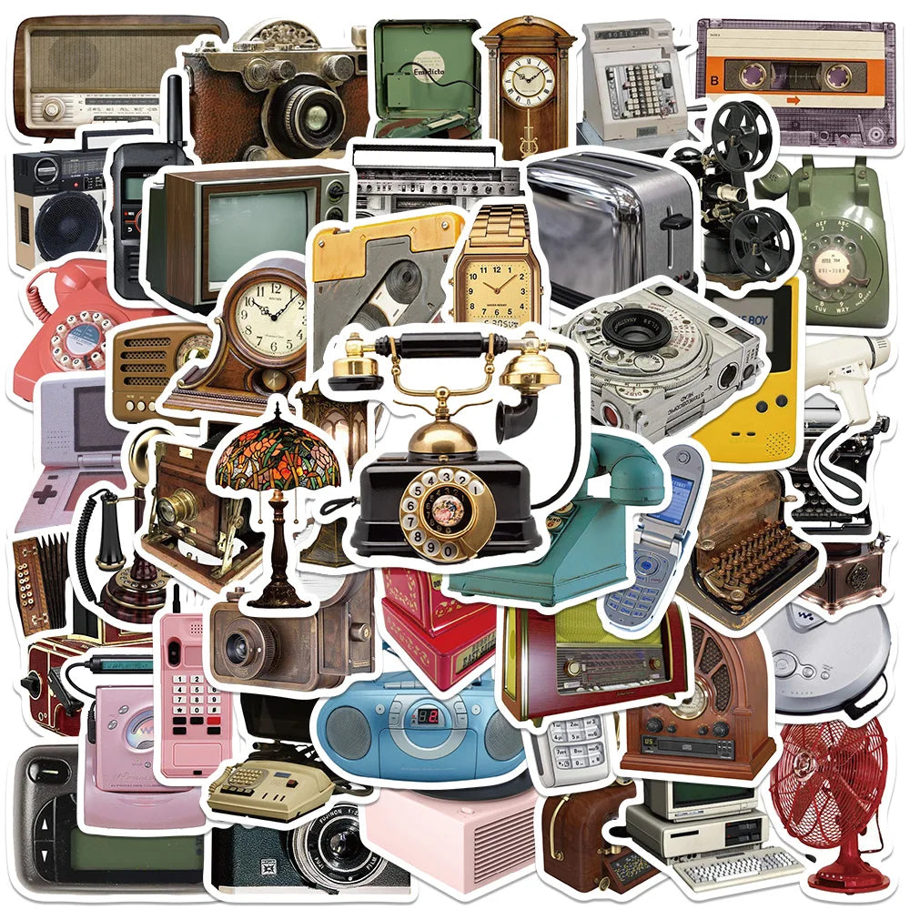 50PCS Retro 3D Electronic Sticker Set for Car, Fridge, Phone, Laptop, Diary (ONLINE ORDER ONLY)