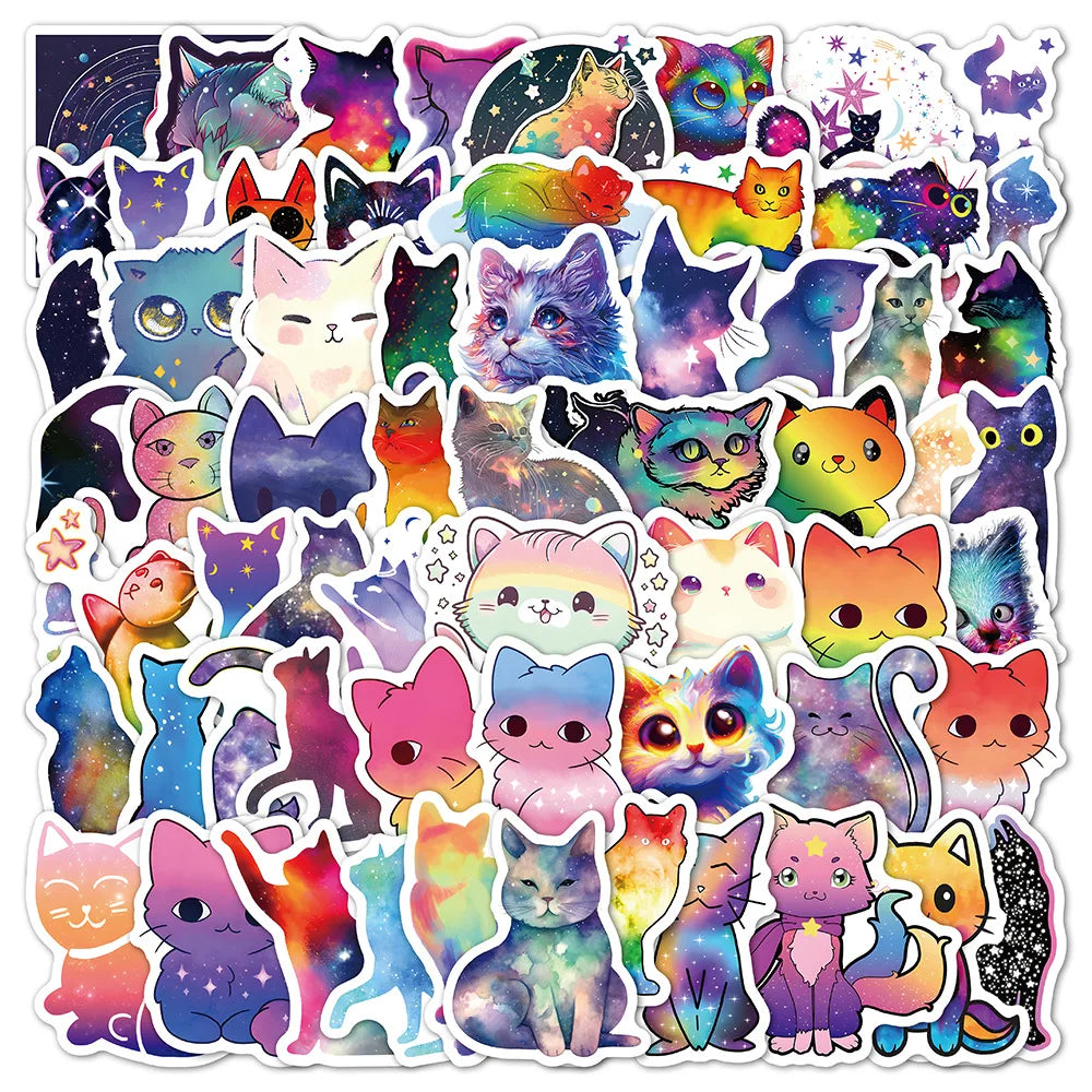Colorful Cat Animal Stickers for Phone, Laptop, Luggage, Skateboard - Fun Gift for Kids (Online Order Only)