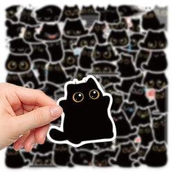 10/40/80PCS Cute Briquette Black Cat Stickers Kawaii Kitten Decals DIY Scrapbook Phone Laptop Suitcase Fridge Bike Kids Sticker (ONLINE ORDER ONLY)