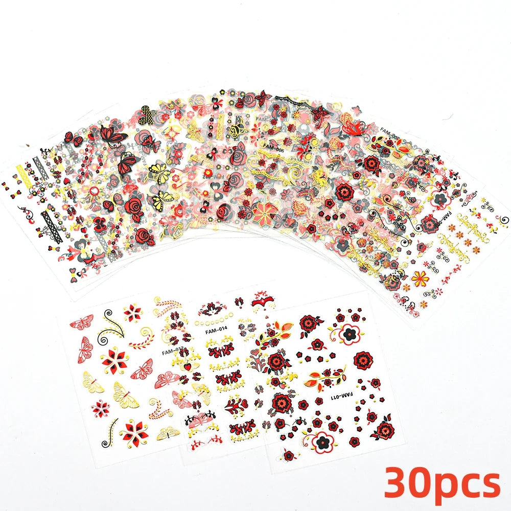 30pcs 3D Daisy Design Nail Art Sticker Set Acrylic Sanding Colorful Floral Decals Self-Adhesive Nail Art Supplies DIY Manicure * (ONLINE ORDER ONLY)