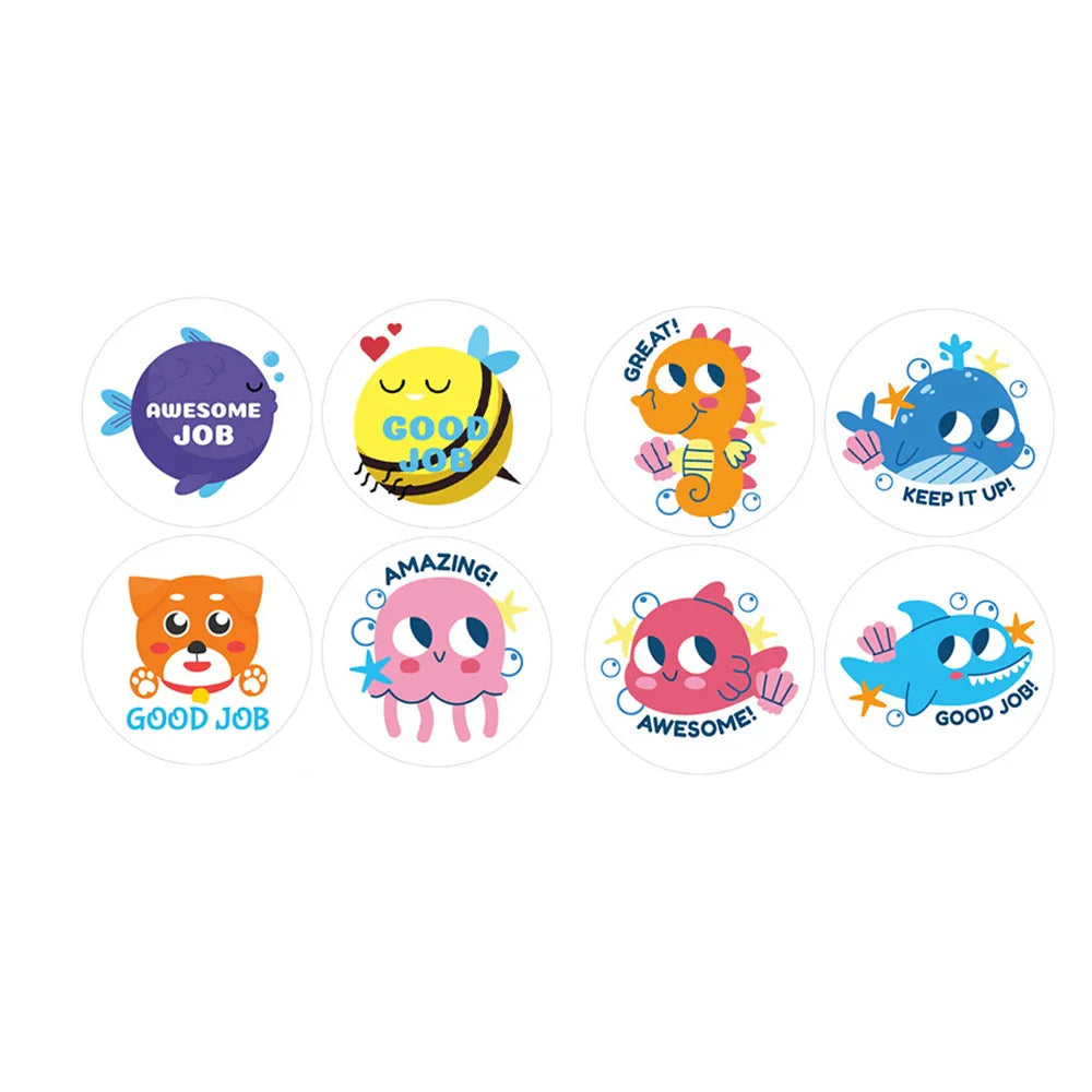 100-500pcs Children's Cartoon Animal Stickers Gift Packaging Sealing Label Kindergarten Little Red Flower Reward Stickers (ONLINE ORDER ONLY)